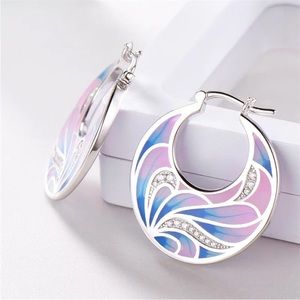 New Sterling Silver White Sapphire Hoops